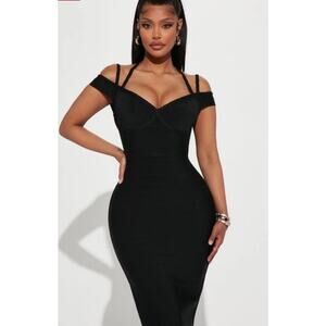 FASHION NOVA Sarah Bandage Midi Dress Black NWT Plus Size 3X